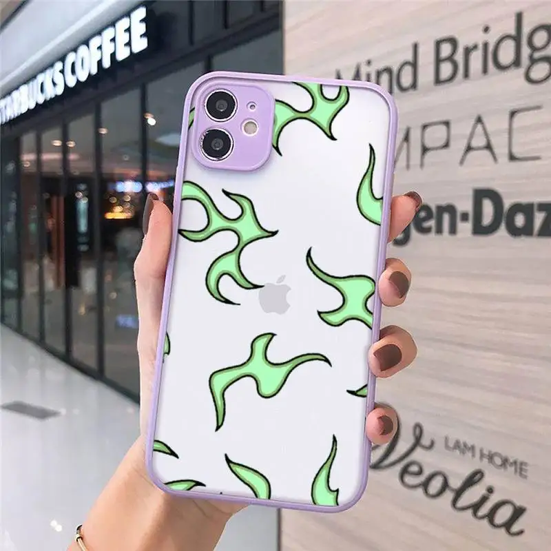 

Blue Flame Fire Phone Cases matte transparent For purple iPhone 7 8 x xs xr 11 12 pro plus max mini Clear Funda