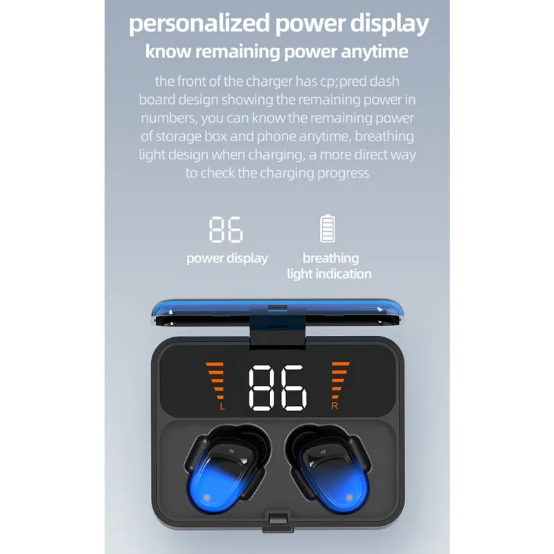 

Car TWS Bluetooth 5.0 Digital Touch Headset HD Wireless Stereo Headset Car Music Playing Headset