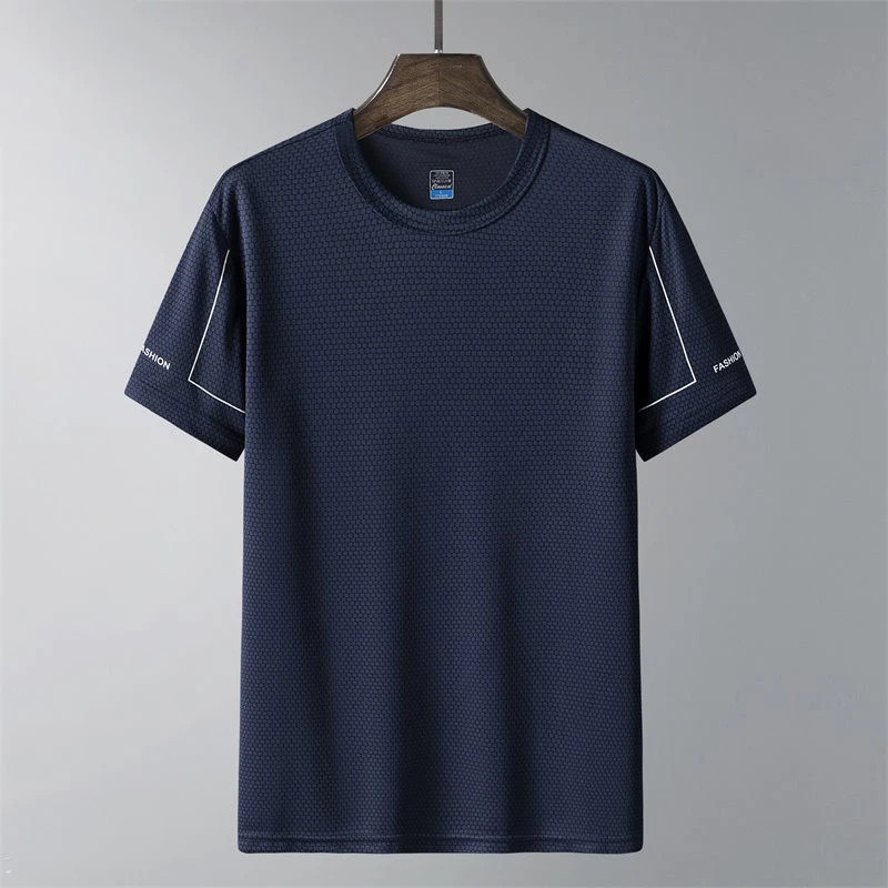

7xl 6xl Summer Ice Silk Short Sleeved ventilation T-Shirt Men Quick Drying Loose Half-Sleeved Fat T-Shirt Thin large size