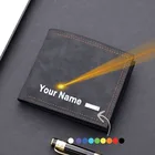 Пользовательское имя тонкий бумажник Для мужчин короткие из искусственной кожи кошелек подарок на день отца для Для мужчин Папы его на день рождения Юбилей персонализированные подарки