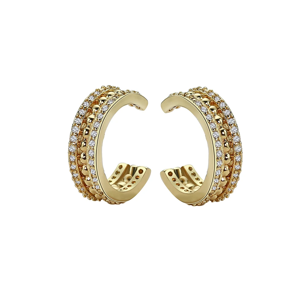 

1 пара, Новые поступления, зажим для ушей с микрозакрепкой 3A ++, двухрядные циркониевые золотые и серебряные серьги для женщин 2021, модные изыс...