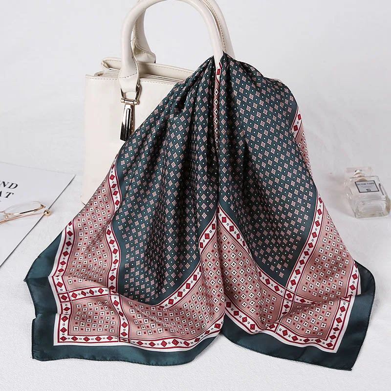 

Summer Silk Scarf Women Fashion Satin Square Office Lady Head Neck Scarfs Hair Band Tie Hand Kerchief Bandana Shawl 2021 Scarves