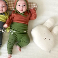 korean toddler infant 2021 spring newborn baby cotton underwear set soft baby cute hit ear home clothes long trousers suits 0 3y