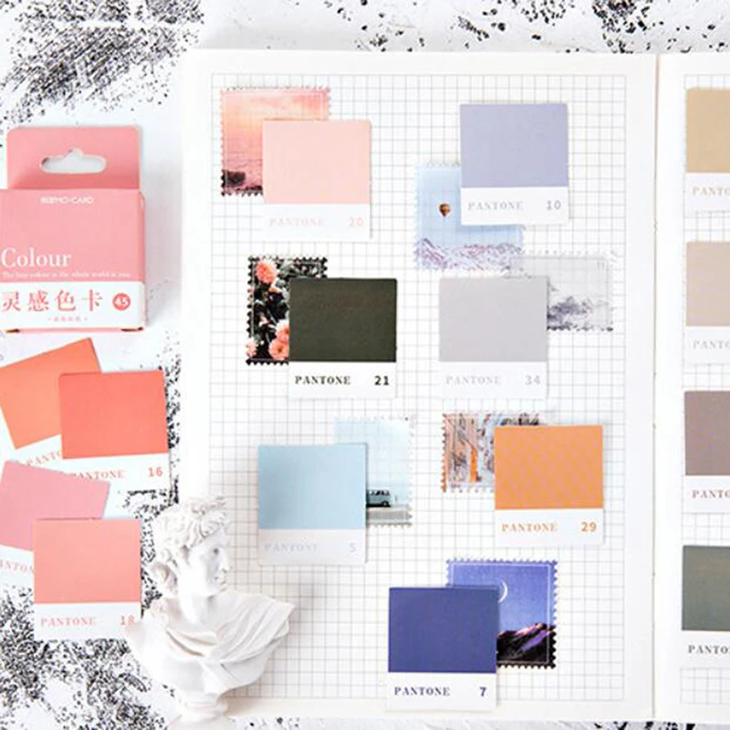 

Inspiration Color Card Decorative Box Stickers Set Scrapbooking Stick Label Diary Stationery Album