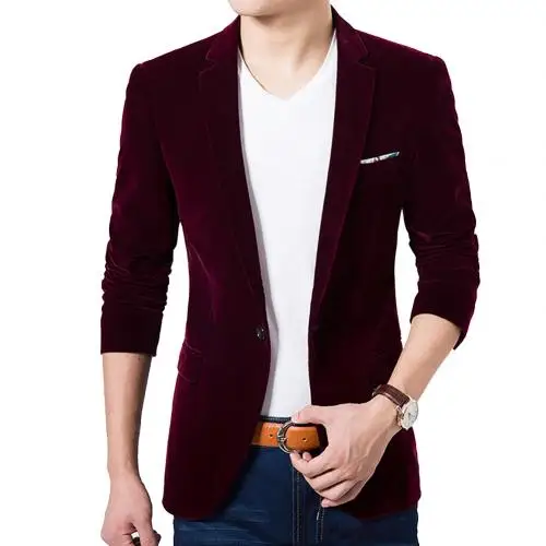 Wine Red 4XL мужской пиджак с длинным рукавом, приталенный Мужской Блейзер, деловой Свадебный мужской костюм, мужской костюм - Цвет: Wine Red