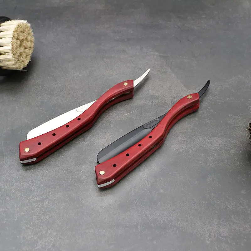 

Retro Folding Stainless Steel Razor Wooden Handle Double-sided Blade Shaver Face Hair Shaving Knife