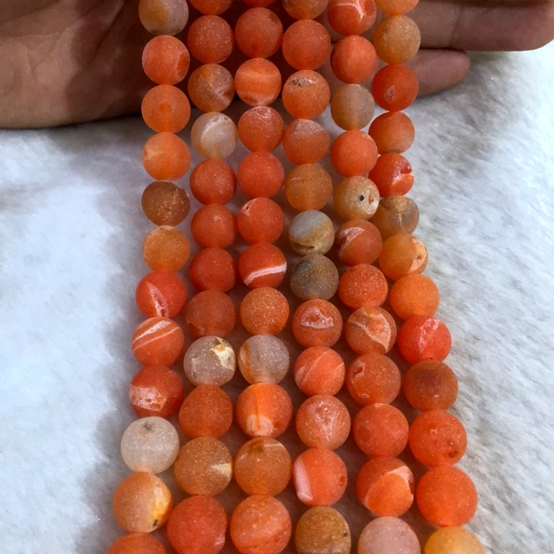 Natural Orange Geode Agate Beads 10mm Round Gem stone Loose For Jewelry Making 1of 15.5&quot string | Украшения и аксессуары
