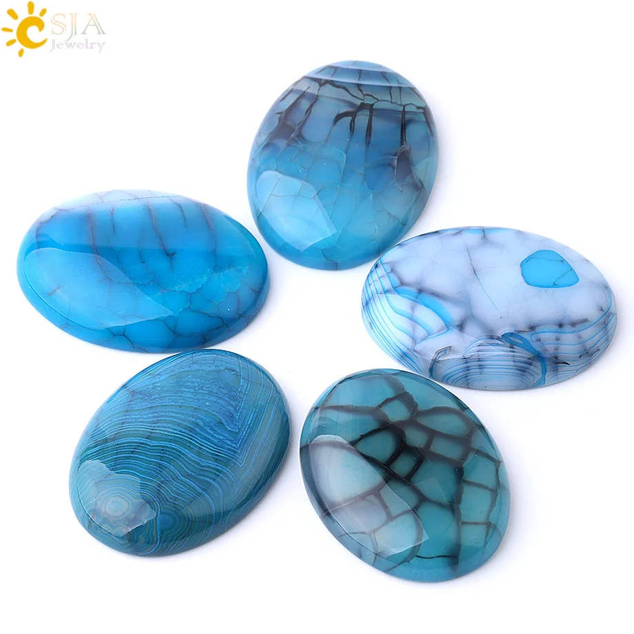 CSJA голубые Агаты &quotвены дракона&quot Кабошон кабошон кабинами натуральный камень