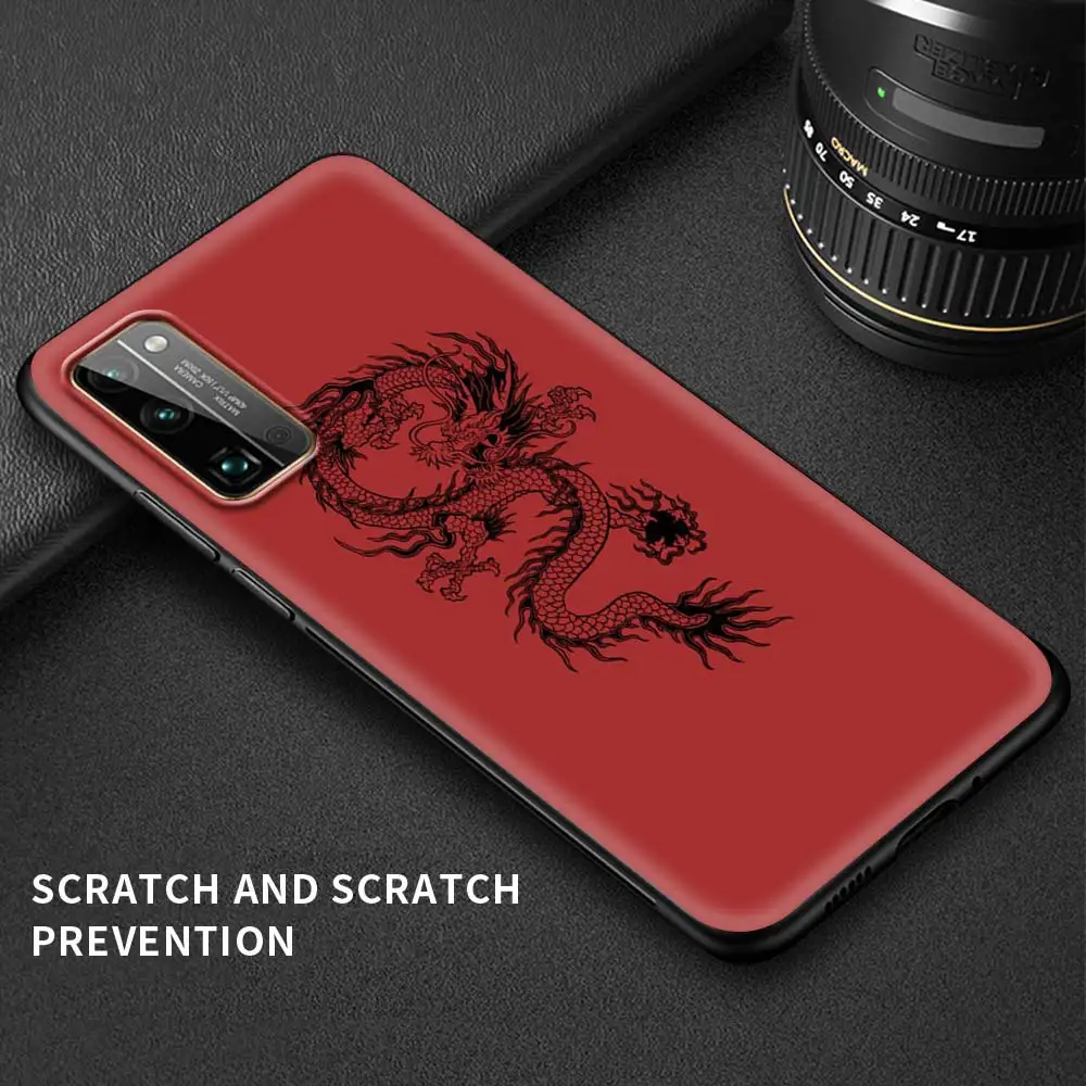 

Black Case for Honor 10i 9S 9C 9A 8X 9X 10 20 Lite 20 Pro 20S 8A 2020 Prime Play Phone Silicone Coque Dragon