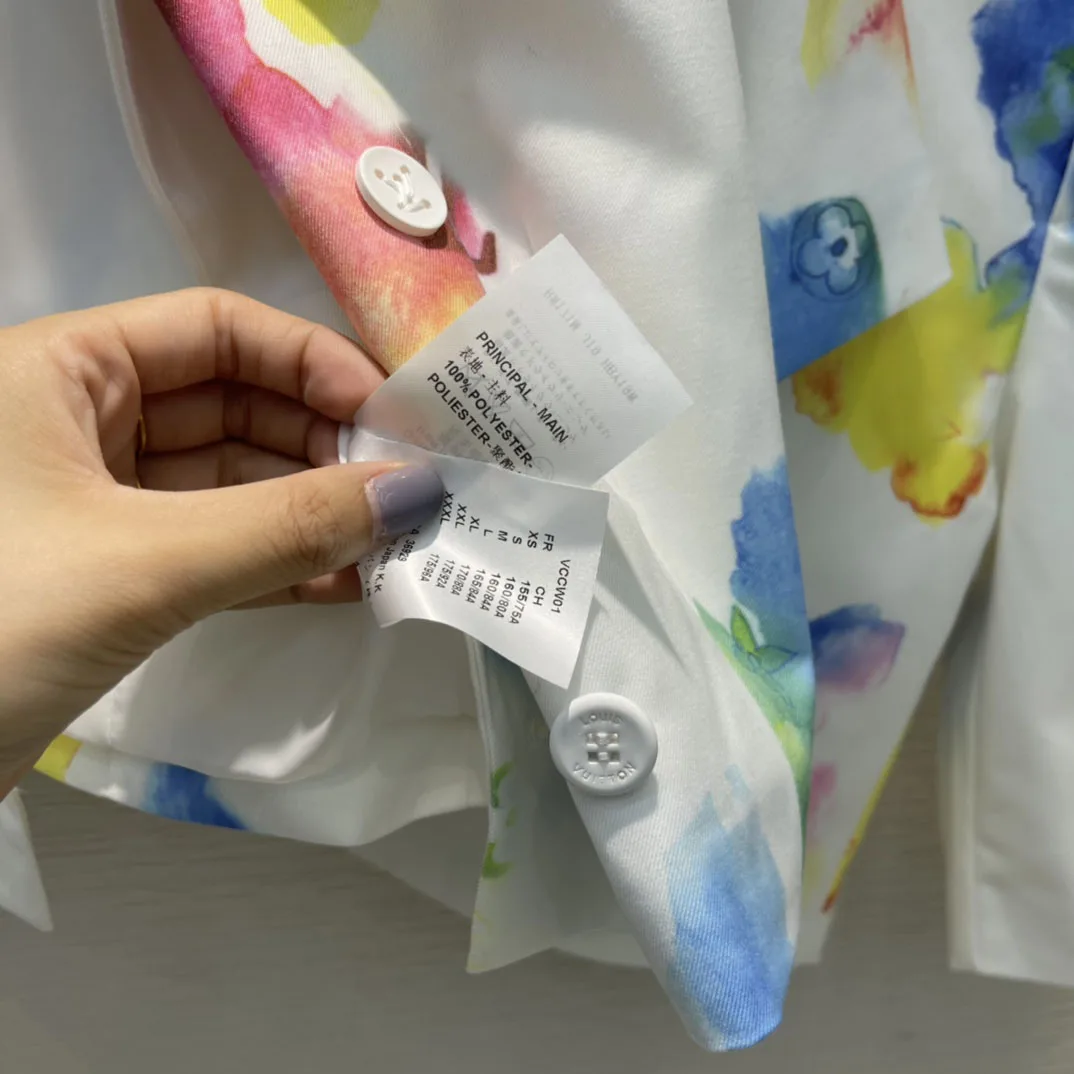 

High-end Brand Watercolor Print Shorts Set for Women Summer 2021 New Lapel Short Sleeve Coats with High Waist Knee-length Pants