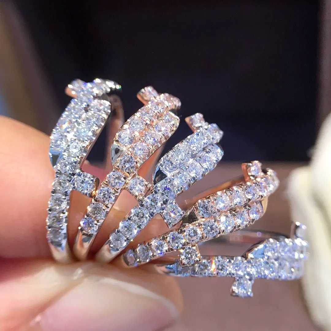 Кольцо с натуральным бриллиантом 18K золото чистое красивое кольцо драгоценными