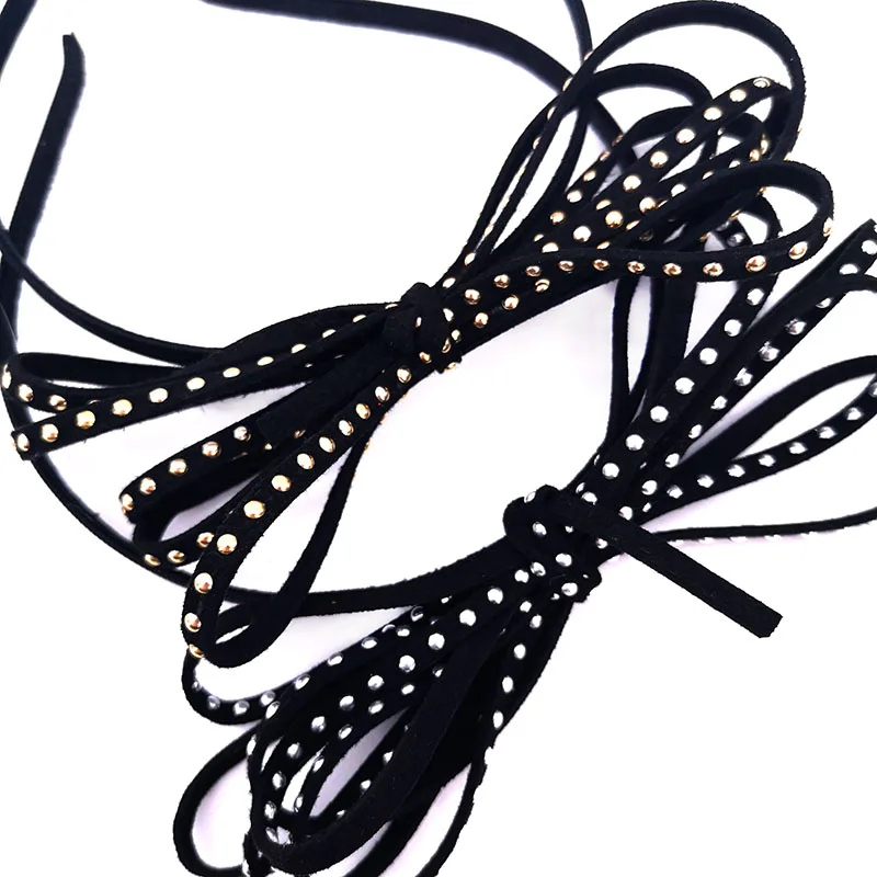 Кожаные повязки на голову с бантом и заклепками для детей детские летние