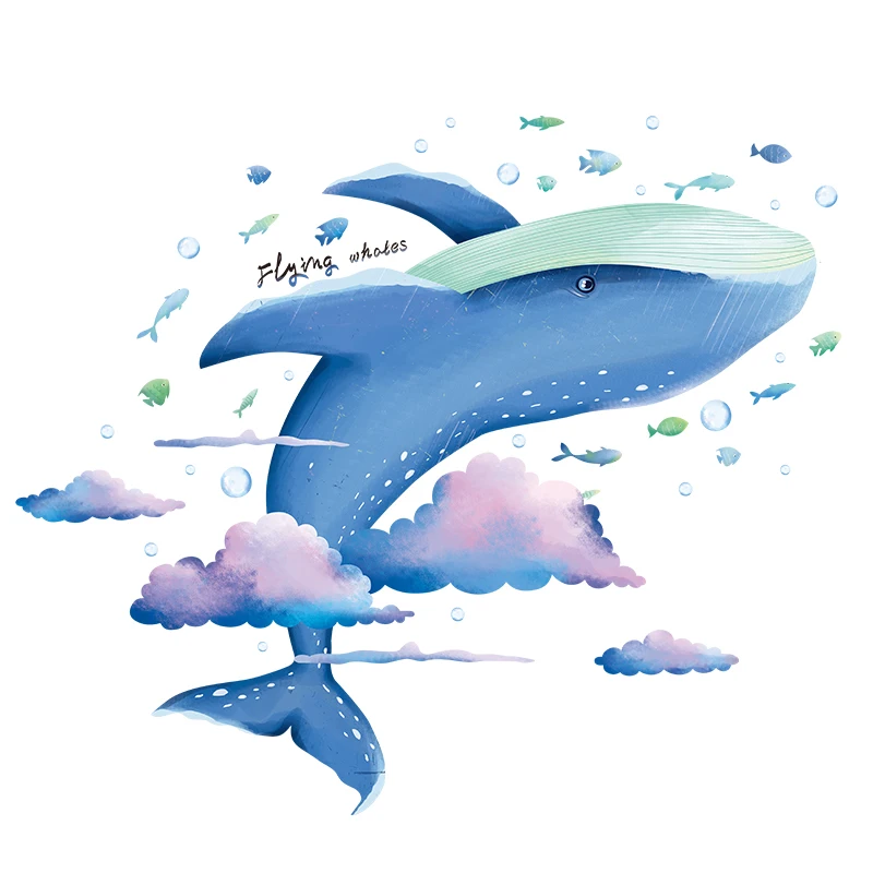 

[shijuekongjian] Cartoon Whale Animal Clouds Wall Stickers DIY Deers Trees Mural Decals for Kids Rooms Baby Bedroom Decoration