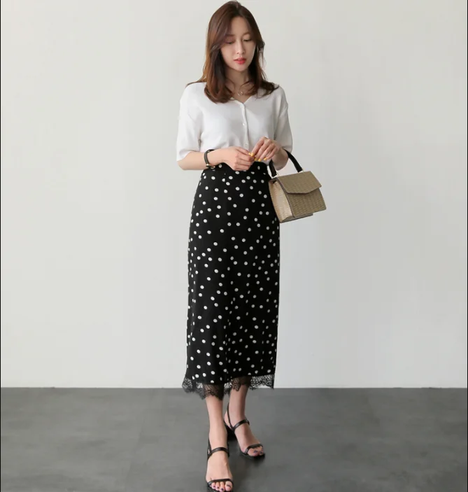Летние юбки с высокой талией для женщин модный дизайн корейский тонкая черная