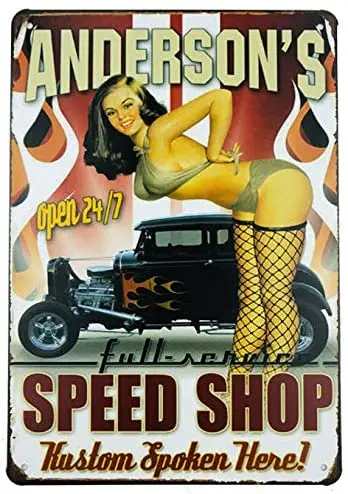 Привлекательная девушка-пинап магазин скоростей Андерсона домашний декор паб