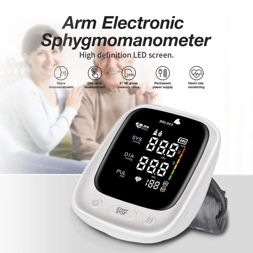 

Automatic Upper Arm Blood Pressure Monitor BP Sphygmomanometer Pressure Meter Tonometer for Measuring Arterial Pressure Pulse
