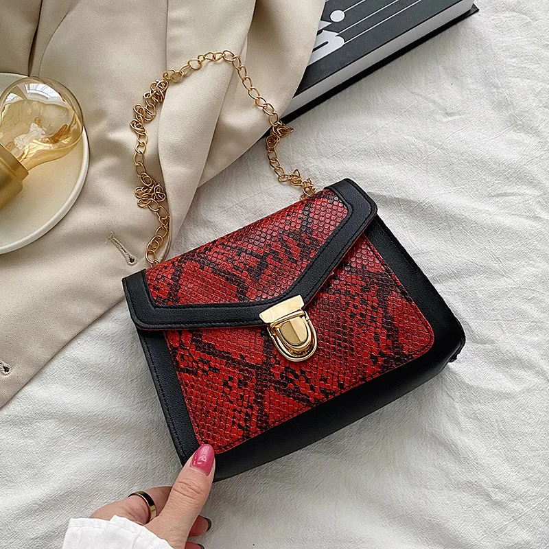 

Женская сумка, новая маленькая квадратная сумка с замком под змеиную кожу, женская сумка на плечо
