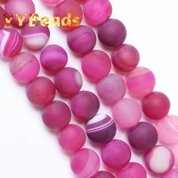 matte natural dull polish magenta stripe agates rose stripes agates round loose charm beads for jewelry making diy 4 6 8 10 12mm