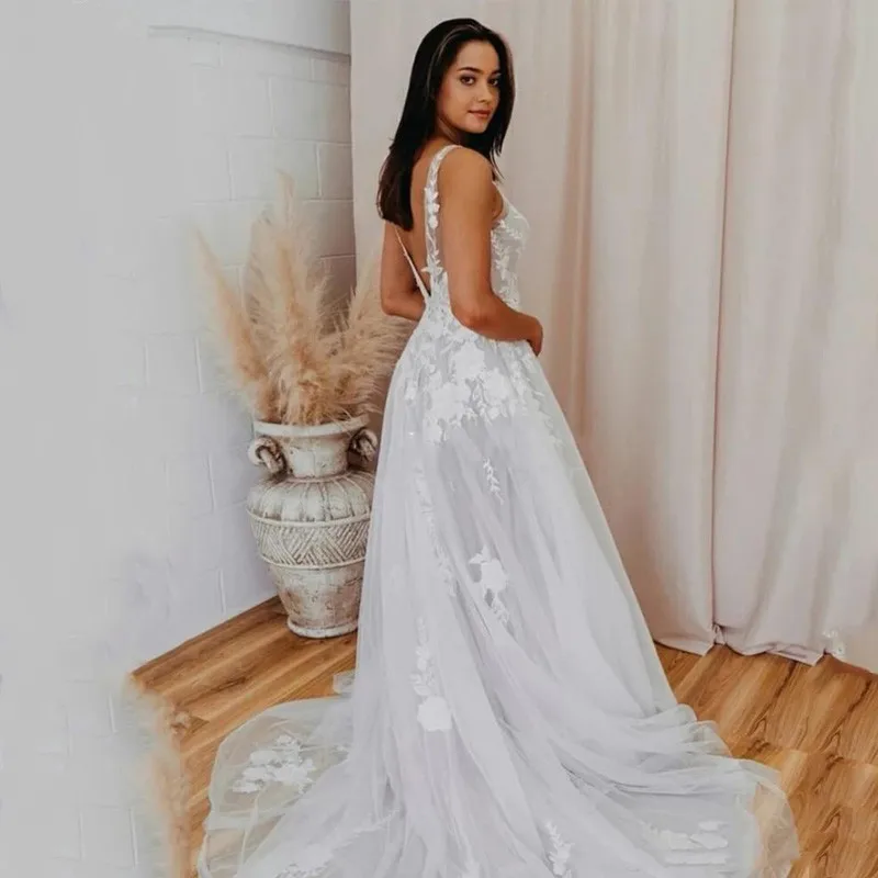 

Женское свадебное платье It's yiiya, белое кружевное платье-трапеция с V-образным вырезом и аппликацией на лето 2020