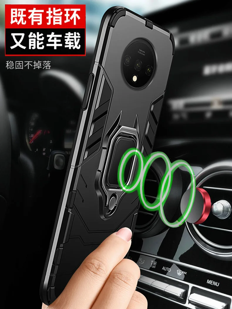 for oneplus 7t pro case hard pc with stand ring armor shockproof protective back cover case for one plus 7t 7 pro 6t phone shell free global shipping