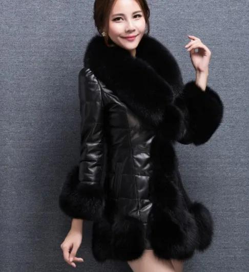 2020 Vetement зимние Для женщин пальто из искусственного меха с норки меховой воротник