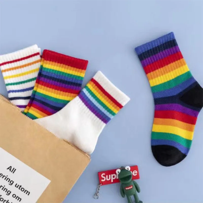 5 Pairs/lot Socks for Kids Rainbow Socks Candy Color Tube Socks Children Socks Children Boys Socks Cotton Socks Socks for Girls