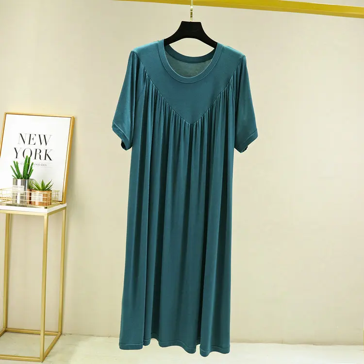 Fdfklak Women Nightgowns Summer Solid Modal Sleepwear Casual Night Dresses Loose Short Sleeve Nightdress Home Clothes