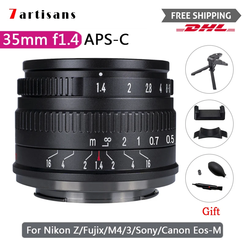 Объектив для фотоаппарата 7artisans 35 мм F1.4 с ручной фокусировкой Sony E Fujifilm Fuji X Nikon Z M4/3