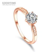 fashion ring 925 sterling silver women ring rose gold color luxury zirconia rhinestone ring wedding rings for party dress up