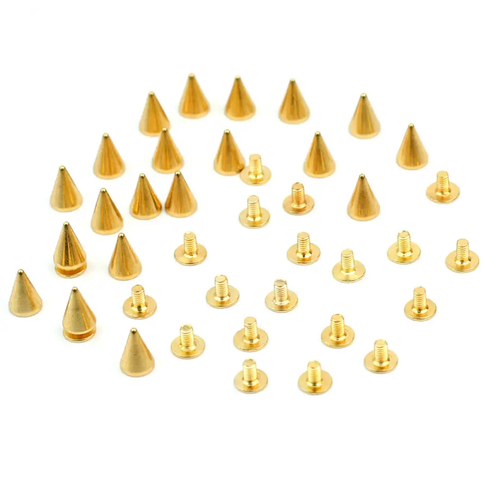 20 металлические 10 мм золотые шипы в стиле панк-рок конические шпильки с отверткой
