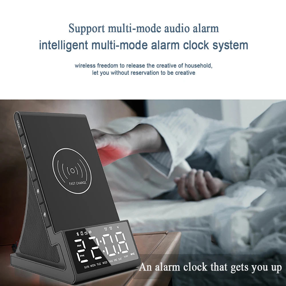 USB Беспроводной зарядки Bluetooth часы-будильник светодиодный Будильник с