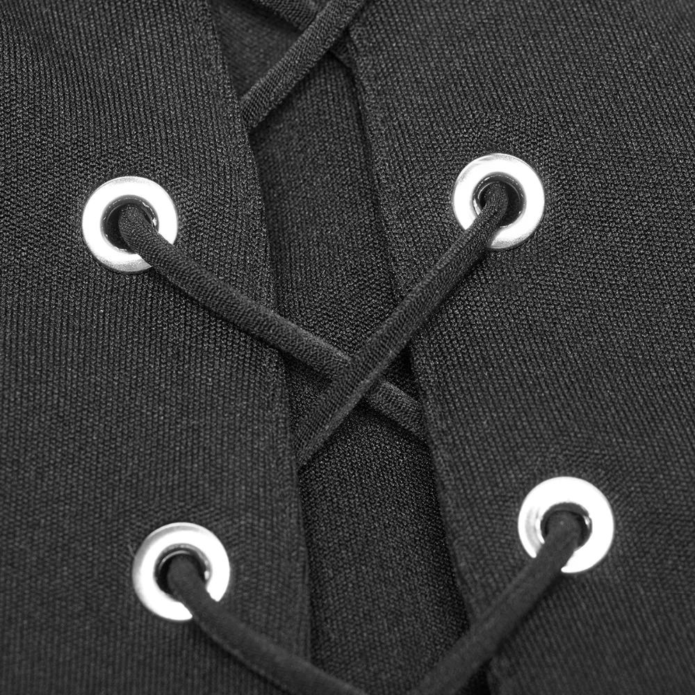 Женское черное трикотажное платье в стиле панк с коротким рукавом Сетчатое без