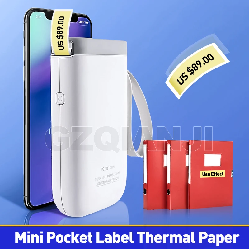 Принтер для этикеток Мини карманный термопринтер Bluetooth беспроводной принтер