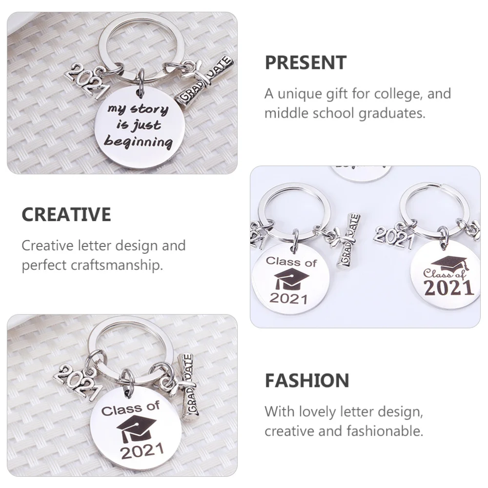 

3pcs Letter Graduation Theme Keychains Chic Gifts Keyrings Bag Ornaments