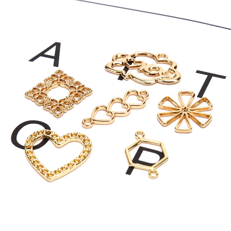 

10pcs Exquisite Hollowing Flowers Geometry Charms Earrings Connectors For DIY Earrings Jewelry Making Finding Accessories 6Style