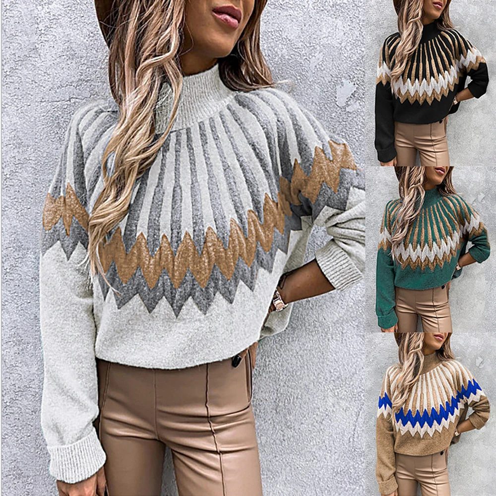 

Women Cable Knit Turtleneck Sweater Casual Thick Long Sleeve Tops Pullover