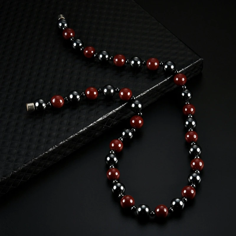 

Hematite Necklace With Magnetic Therapy Black Red Health Women Men Jewelry Beads