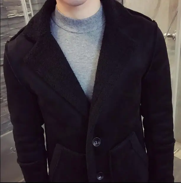 2019 зимняя мужская мода длинный мех один замшевый жакет Мужчины плюс бархат
