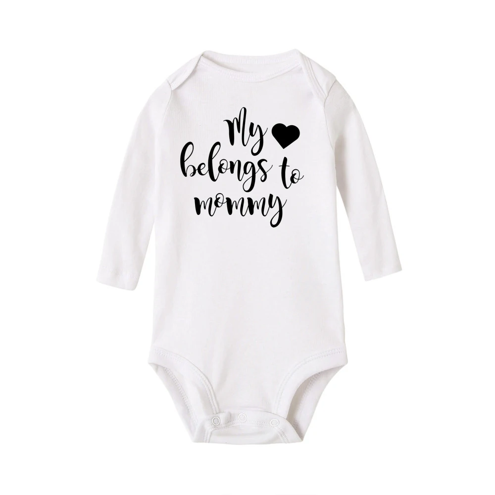 Хлопковый комбинезон для новорожденных с надписью «My Heart» «Mommy»; комбинезон с длинными рукавами для маленьких мальчиков и девочек; Милая модная одежда для малышей от 0 до 24 месяцев
