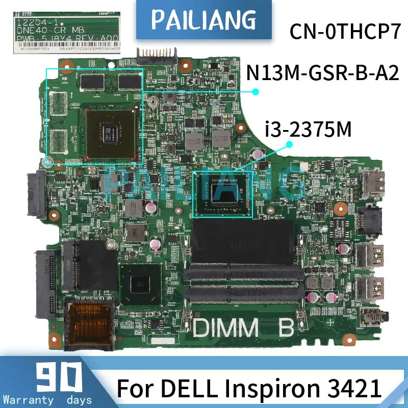 Parpailiang-placa-mãe para Laptop Dell Inspiron 3421 Segundos 122041 Sr0u4 I32375m Tecnologia Placa-mãe para notebook