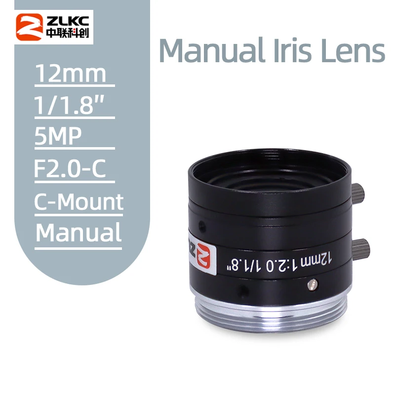 

FA LENS C-Mount 12mm Aperture F2.0 1/1.8"Image Format Machine Vision lens Surveillance camera manual Iris CCTV Lens 5.0Megapixel