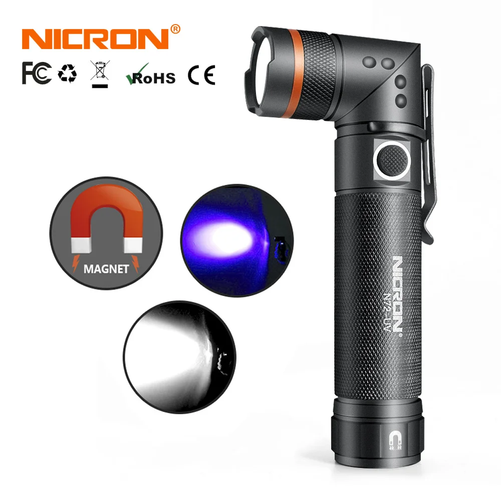 NICRON 90 градусов магнит твист светодиодный фонарик водонепроницаемый IPX4 800LM