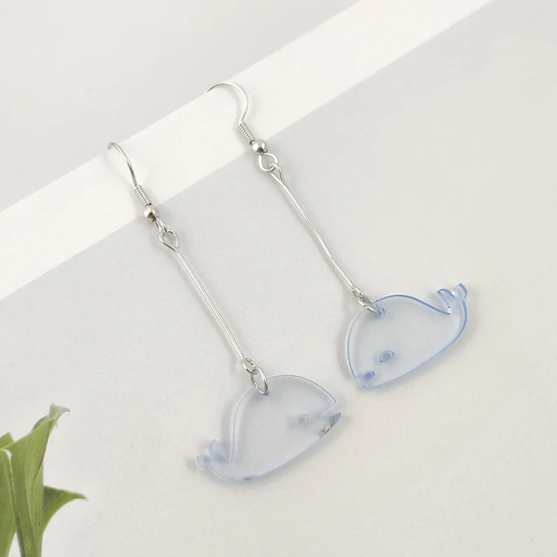 Cute Long Acrylic Dangle Earrings For Women Fish Shape Hanging Drop Earrings Femme Girls Jewelry