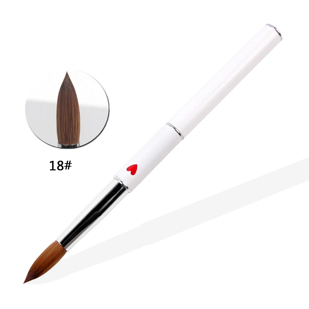 White Size 18 ANGNYA, 1 шт., колонок для волос, соболь, кисть 14#, античный стиль, с красным сердцем, металлическая ручка, акриловая кисть для дизайна ногтей, инструменты для маникюра A131 - Цвет: White Size 18
