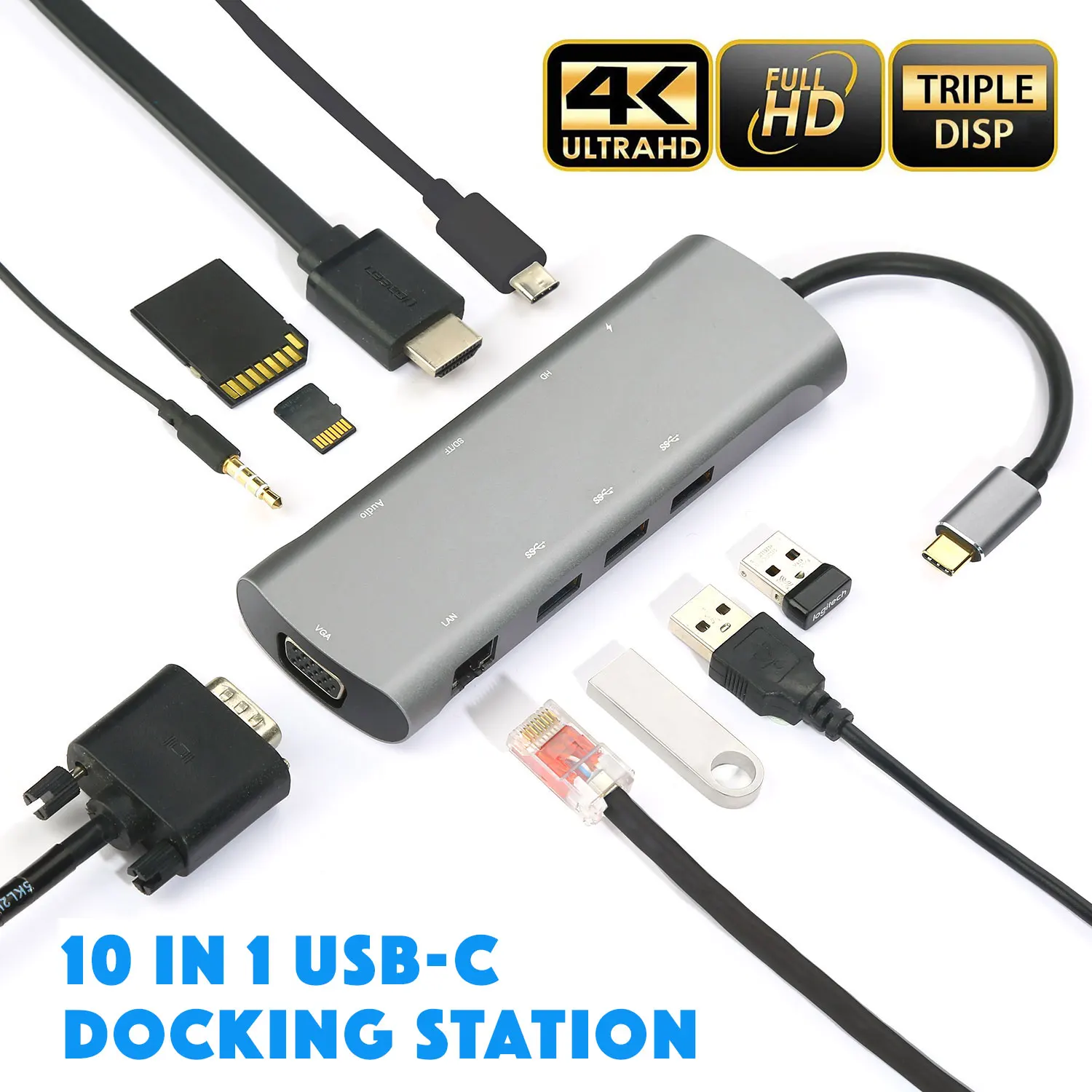 10 в 1 USB Type C док-станция к HDMI кард-ридеру RJ45 PD адаптер для Macbook Samsung 3.0 концентратор