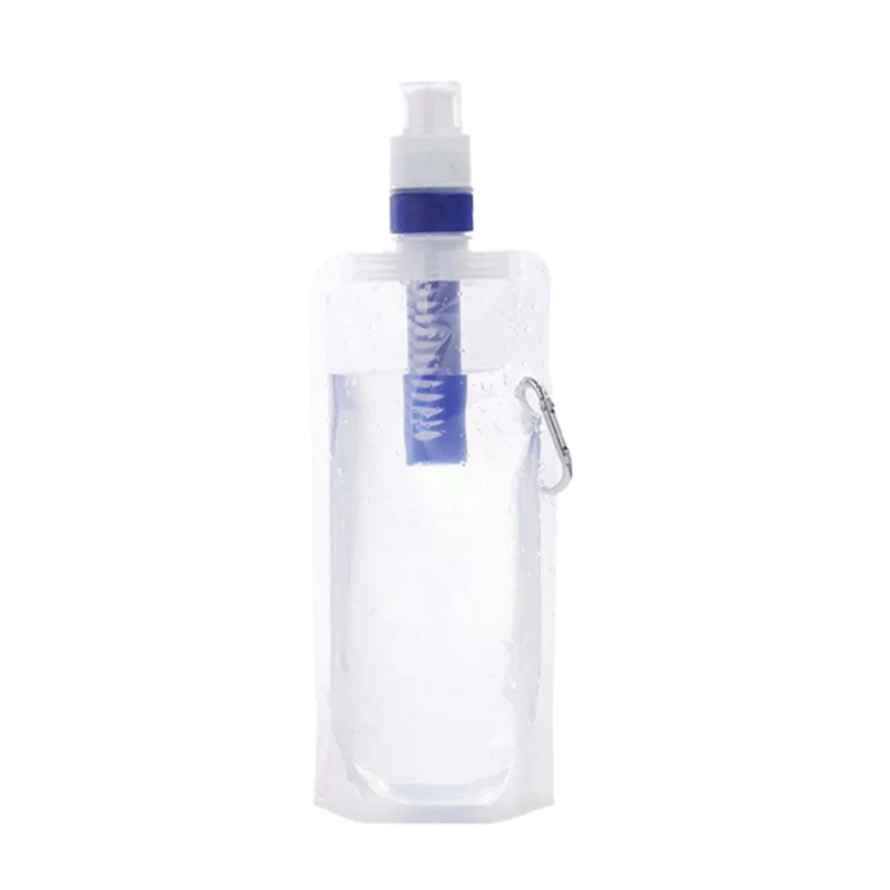 

Foldable Flexible Water Filter Bag Bladder Water Filtration Bottle with Carabiner for Outdoor Traveling Hiking