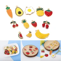 12style 10pcs fruit enamel metal charms pendant banana charms for diy jewelry making necklace bracelet keychain accessories