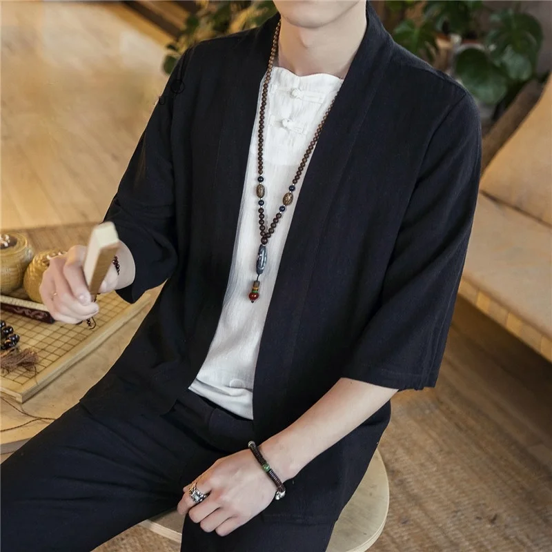 Кимоно мужское в японском стиле топ Харадзюку хаори кардиган китайском