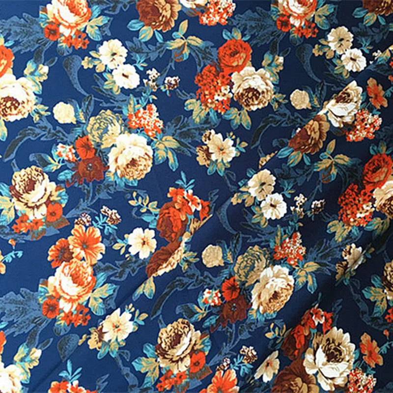 Классическая вискозная ткань с цветочным принтом 145 см x 100 высокой плотности для
