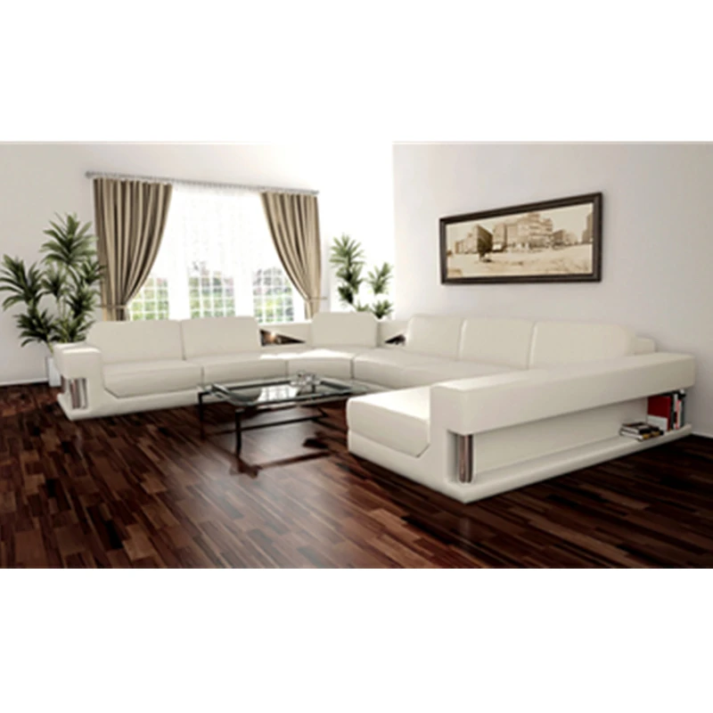 U-образный оранжевый цвет натуральная кожа откидные диваны гостиная набор для